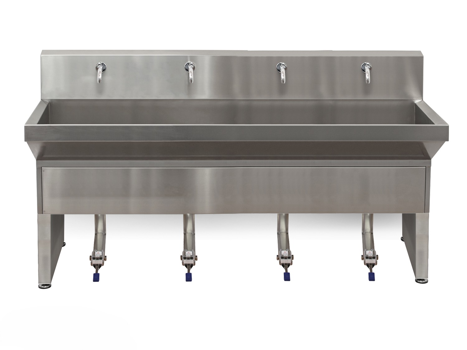 Lavamanos quirúrgico 6SS74 con bastidor metálico, cuatro estaciones, acero inoxidable AISI 304