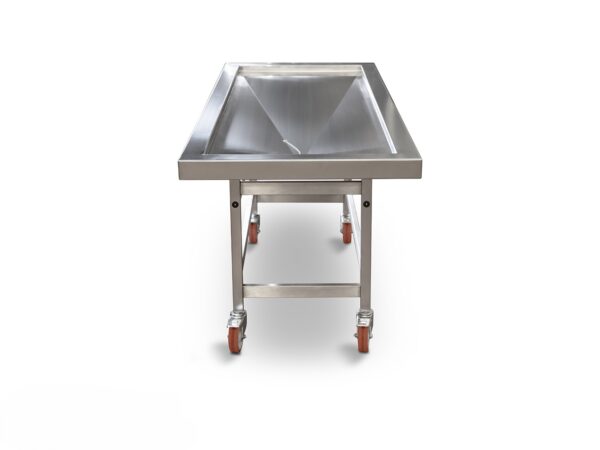 Carro de autopsia con inclinación y descarga cónica modelo ATPCART910-I en acero inoxidable