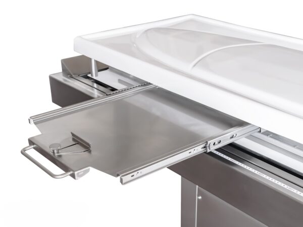 Sistema de ventilación central de la mesa de autopsias con pedestal cuadrado de acero inoxidable