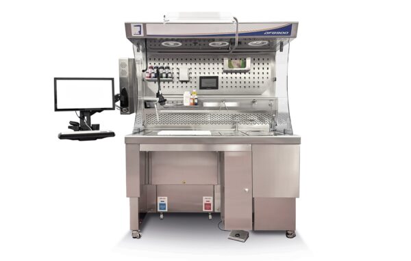 Estación de macroscopía elevable DFB900 para laboratorios de histopatología, con sistema de ventilación doble y panel digital