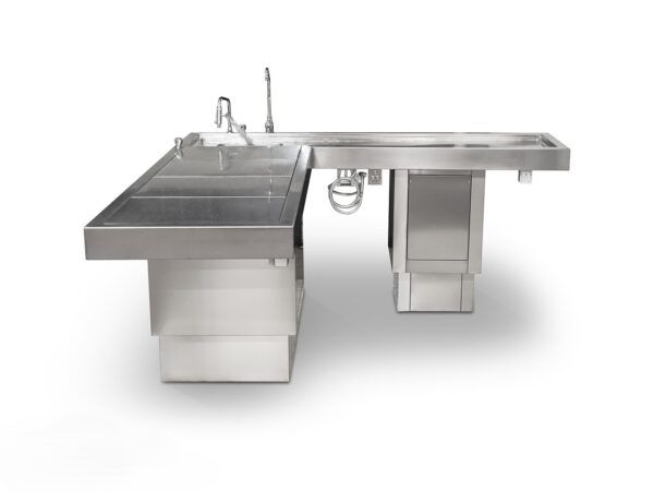 Sistema de aspiración descendente integrado en pedestal de mesa de autopsia ATPTABLE-LE