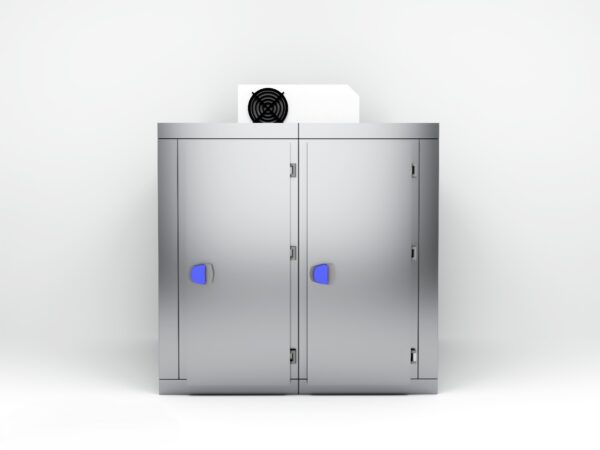 Cámara mortuoria refrigerada modelo PC con dos puertas frontales y estructura modular.