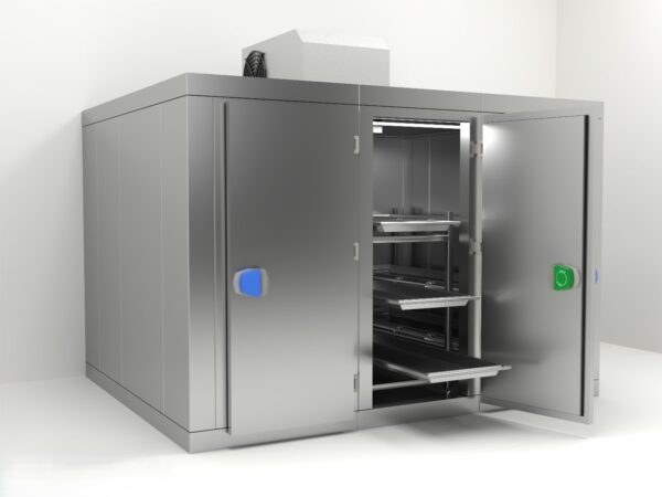 Interior higiénico en acero inoxidable AISI 304 con rieles de soporte para 15 cuerpos – modelo PC153.