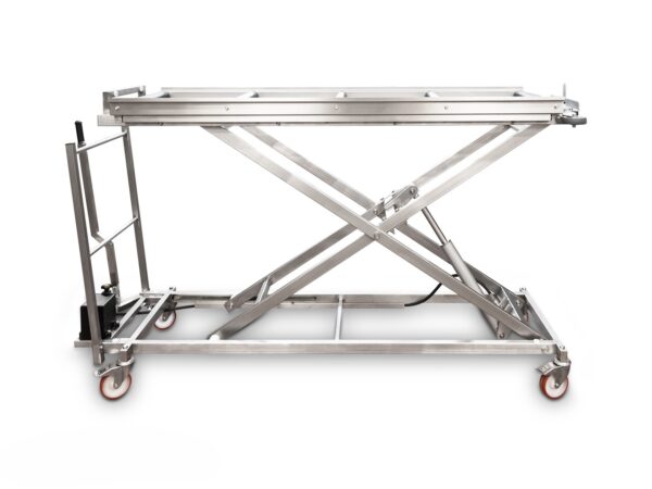 CARROS ELEVADORES PARA TRASLADO DE CUERPOS TRAYLIFT1700-M con estructura ligera y palanca de elevación