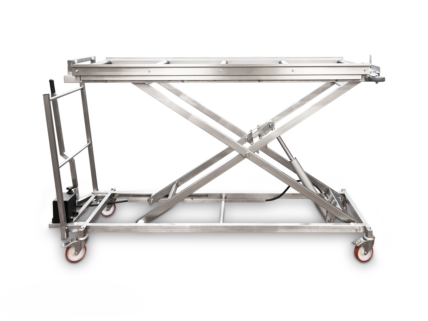 CARROS ELEVADORES PARA TRASLADO DE CUERPOS TRAYLIFT1700-M con estructura ligera y palanca de elevación