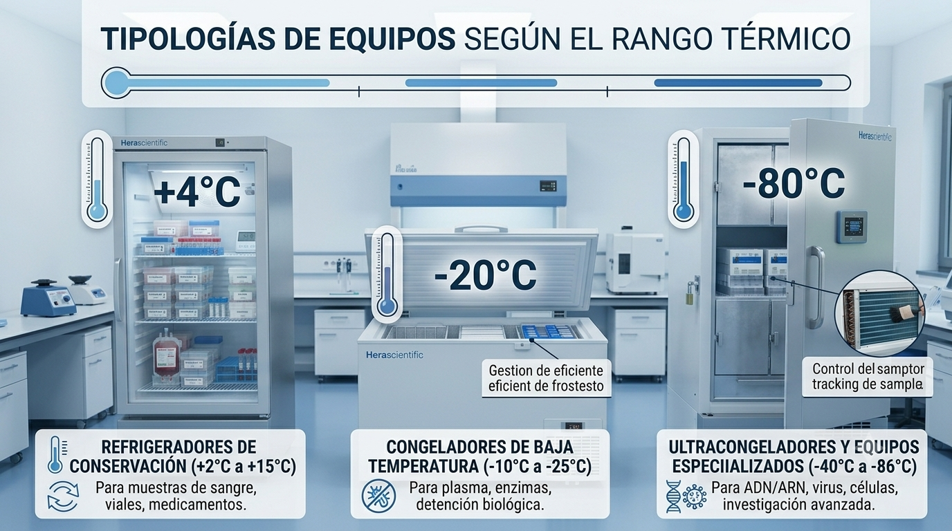 Tipologías de equipos según el rango térmico